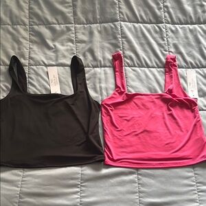 Black and Pink Sleeveless Crop Tank Tops